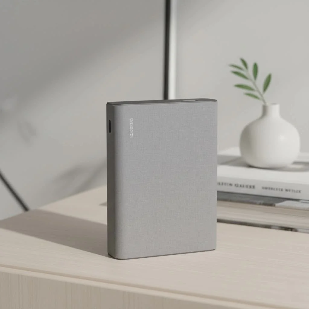 Compact power bank charging a smartphone
