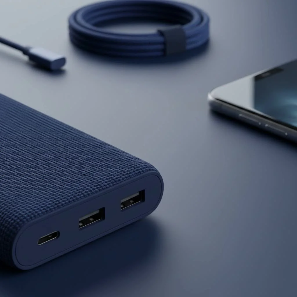 Anker 20000mAh power bank charging a smartphone