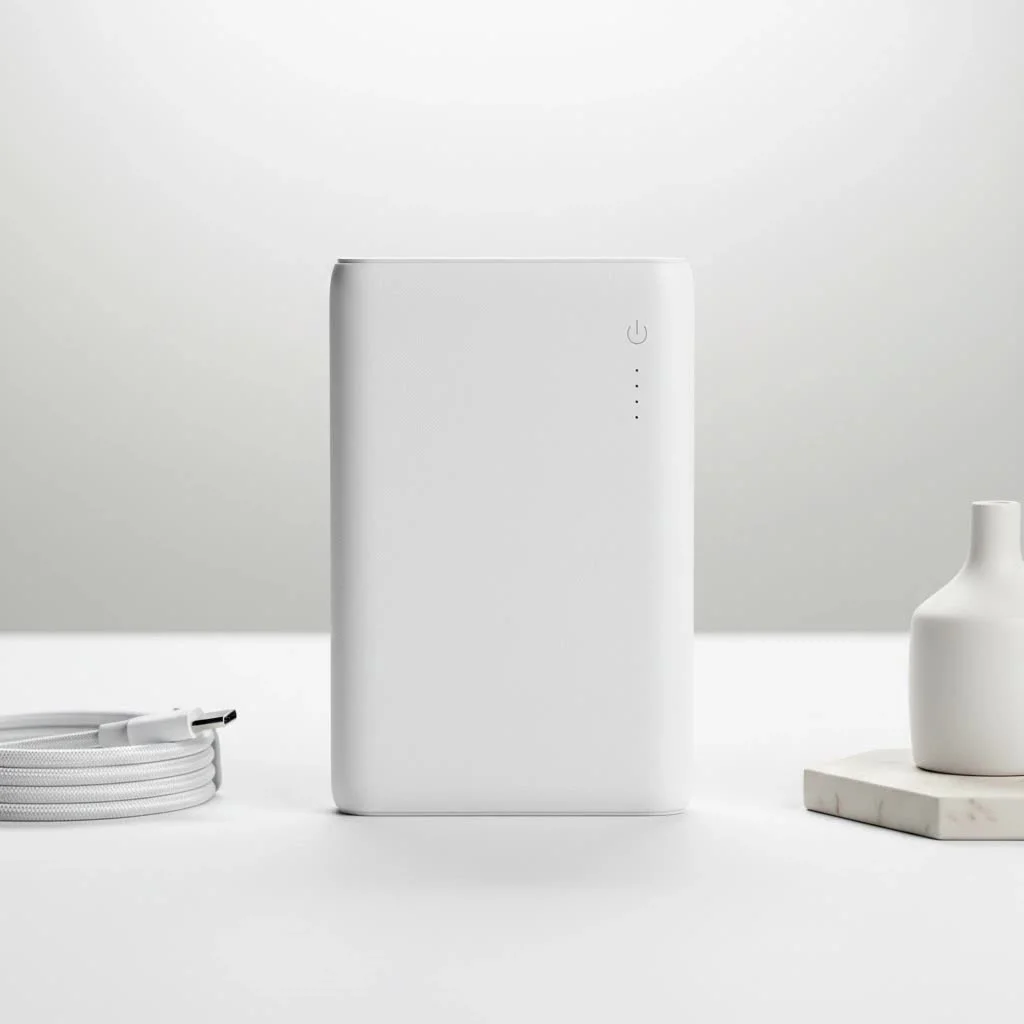 Modern USB-C power bank charging a smartphone
