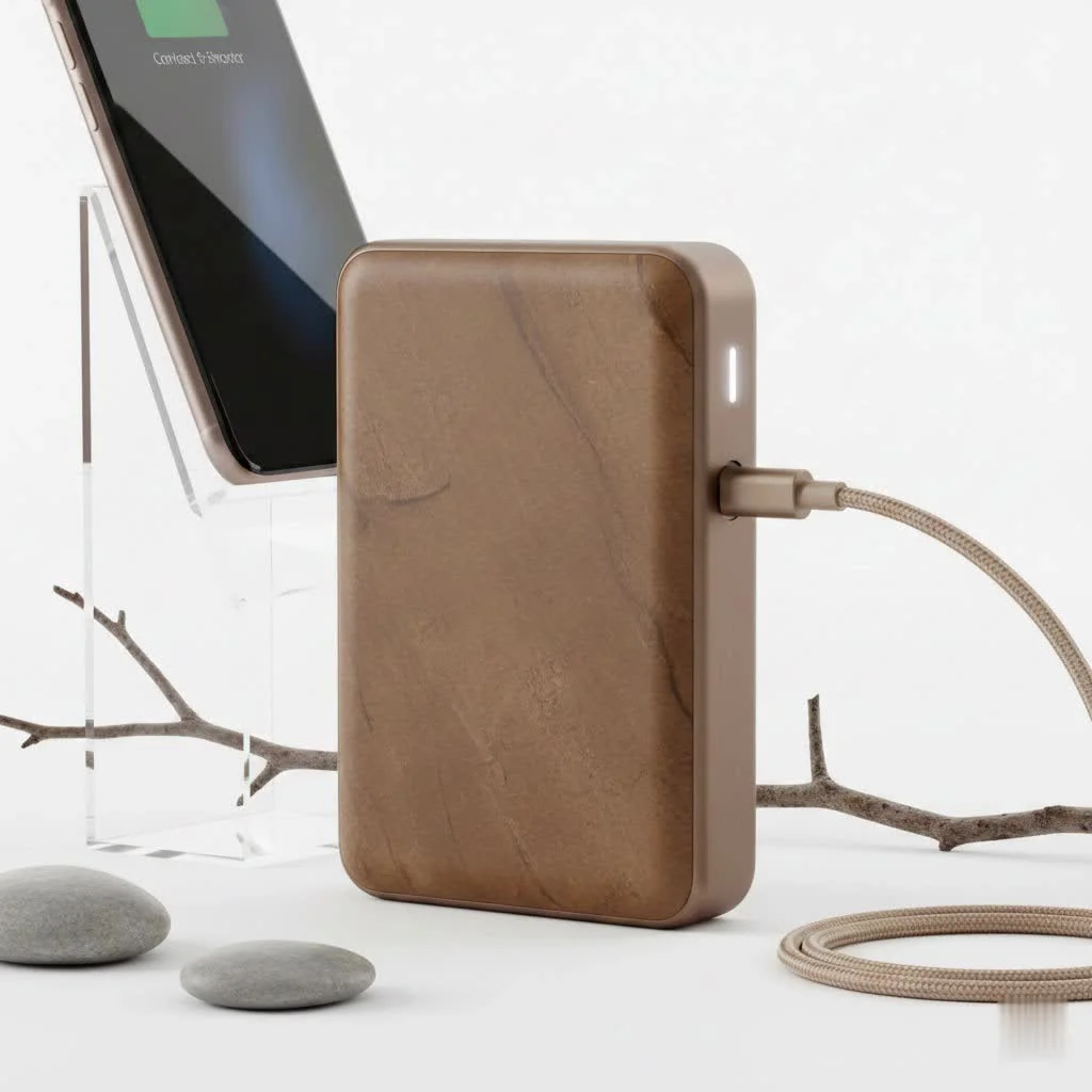 USB-C power bank charging a smartphone and a laptop